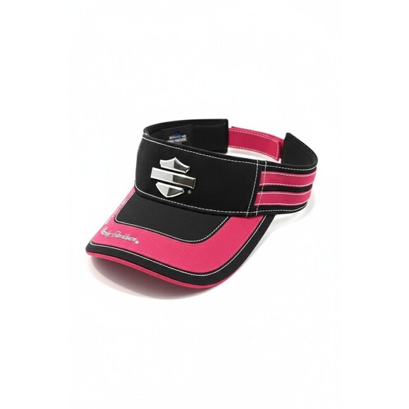 NEW Harley Davidson Visor Hat Womens Pink Black Hook & Loop Biker Motorcycle - Picture 3 of 4